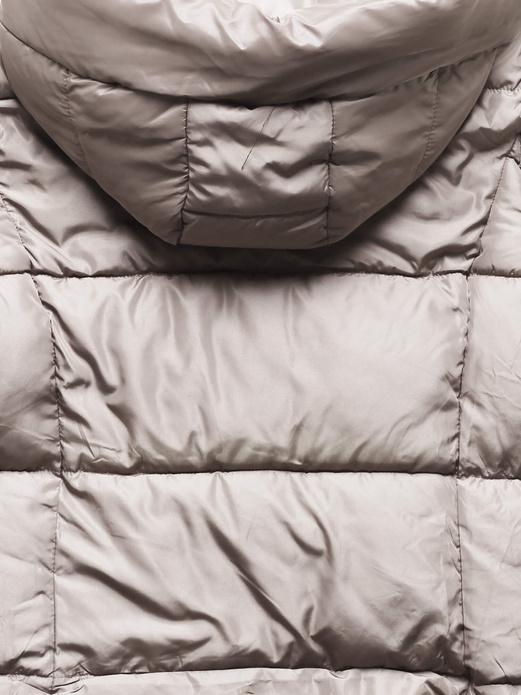 Jasnobeżowa fantastyczna damska zimowa kurtka z kapturem