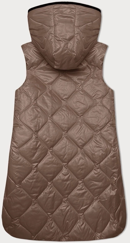 Karmelowy śliczny damski pikowany bezrękawnik kamizelka