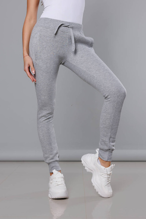 Szare damskie dresowe spodnie casualowe z kieszeniami i ściągaczem