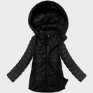 Czarny damski luźny pikowany płaszcz