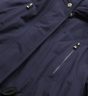 Granatowo-szara dwustronna damska pikowana zimowa kurtka 