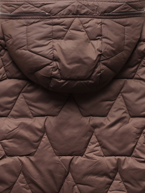 Brązowa pikowana damska kurtka genialnymi ściągaczami