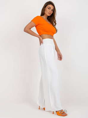 Białe czadowe eleganckie spodnie z szeroką nogawką