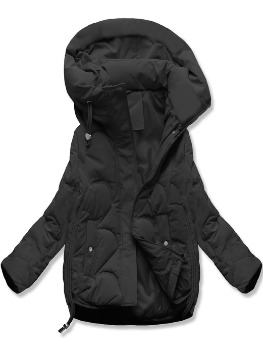 Czarna damska kapitalnie pikowana kurtka z kapturem