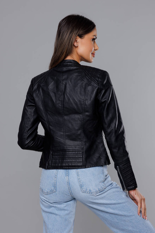 Czarna ramoneska kurtka ekoskóra ze stójką zapinana na suwak