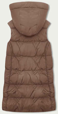 Capppuccino długi pikowany bezrękawnik damski kamizelka z kapturem