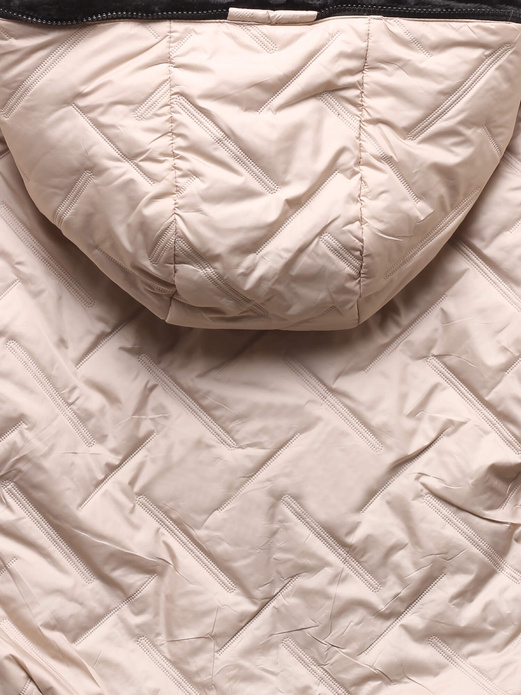 Nude czarna damska dwustronna kurtka zimowa na futrze