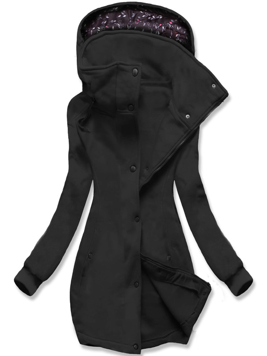 Czarna długa damska bluza z kapitalną stójką