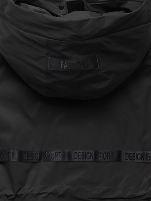 Czarna genialna damska przejściowa kurtka parka z kapturem