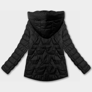 Czarny damski luźny pikowany płaszcz