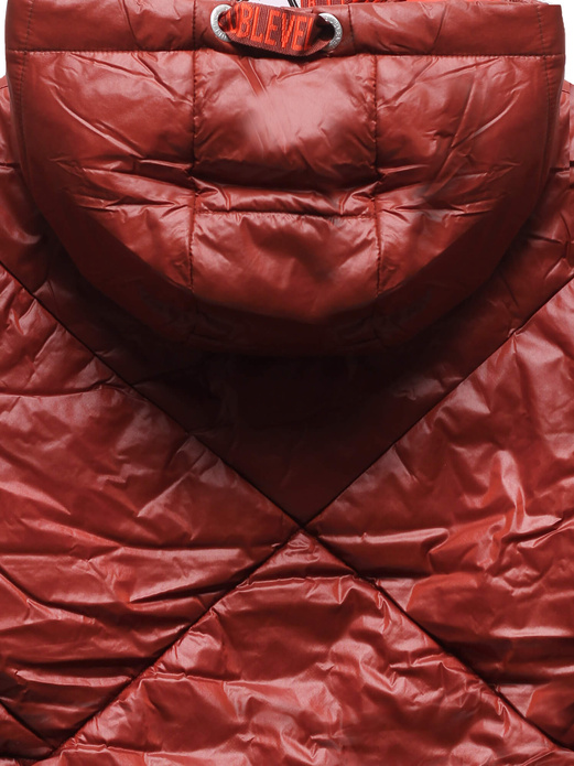 Brązowo pomarańczowa przejściowa zapinana na suwak kurtka damska z kapturem