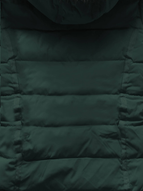 Zielona zimowa bardzo ciepła kurtka płaszczyk dłuższy tył 