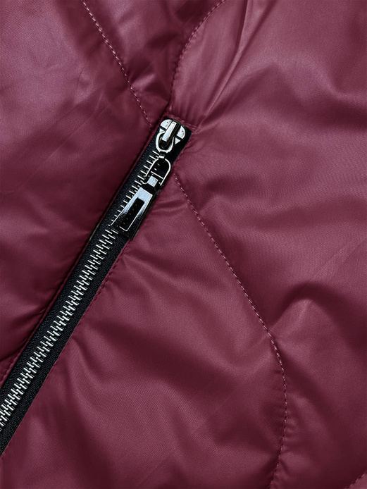 Bordowa dwukolorowa wyszczuplająca przejściowa genialnie pikowana kurtka plus size