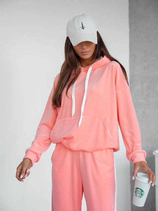 Cappucino damski welurowy kapitalny gładki dres komplet