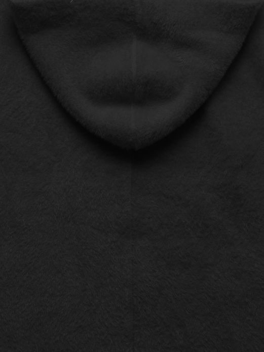 Czarna damska narzutka alpaka z kapturem