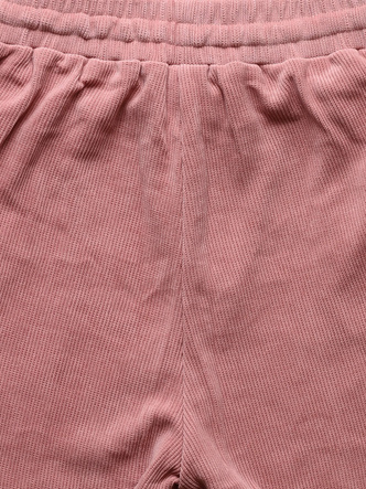Różowy prążkowany dres komplet z kapturem