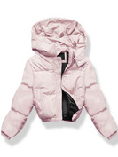 Różowa genialna krótka damska kurtka puffer