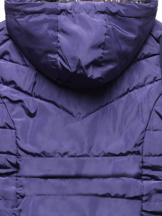 Fioletowa długa bluza damska płaszczyk z łączonych materiałów z kapturem