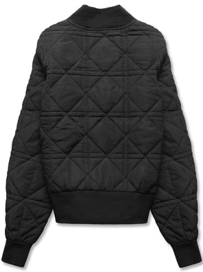 Czarna pikowana przejściowa kurtka z kapturem