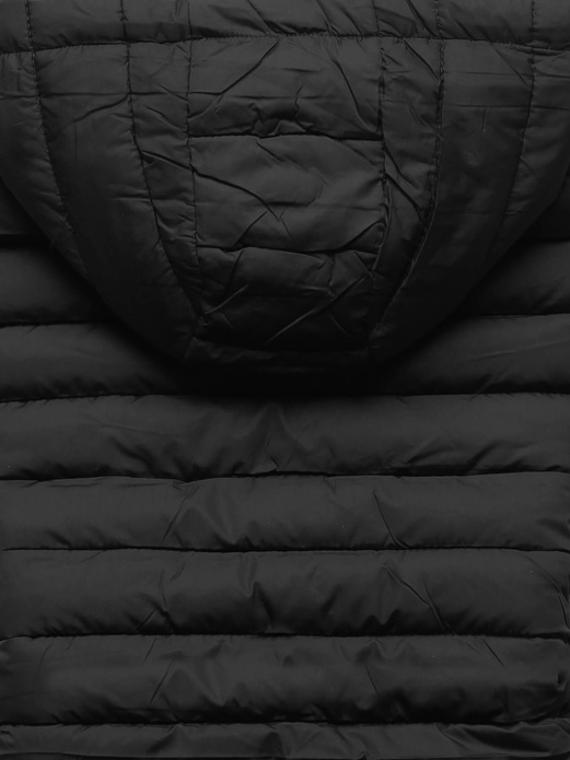 Czarna pikowana damska kamizelka z kapturem