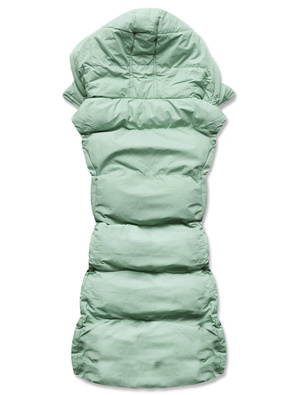 Pistacjowy bezrękawnik z kapturem puchowy