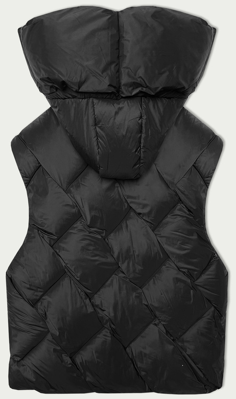 Czarna oversizowa genialnie pikowana kamizelka z kapturem