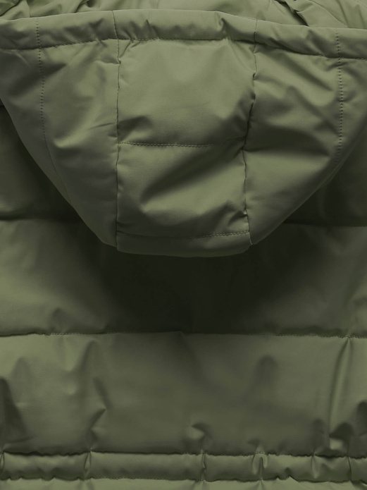 Khaki ciepły długi pikowany bezrękawnik puchowy zimowy