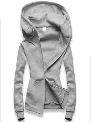 Szary damska rozpinana bluza z kapturem basic