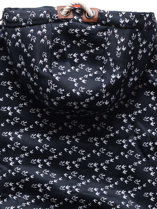 Granatowa rozpinana bluza damska z kapturem w jaskółki