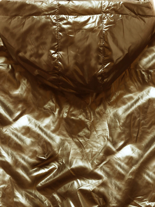 Brązowa błyszcząca śliczna elegancka kurtka z kapturem