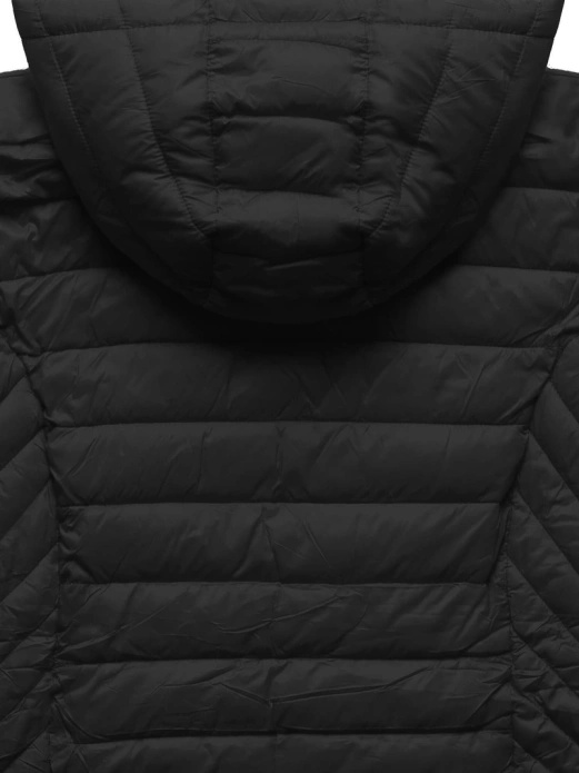 Czarna modna kurtka pikowana z kapturem