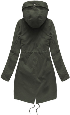 Ciemnozielona zimowa ciepła kurtka parka na futrze