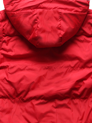 Czarno czerwona dwustronna damska kurtka przejściowa z kapturem 