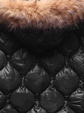 Czarna kapitalnie pikowana kurtka damska z kapturem