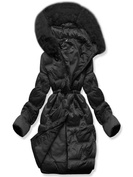 Czarna fenomenalna zimowa damska kurtka ze ściągaczem