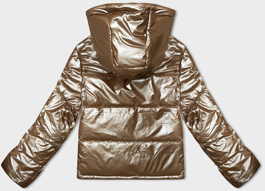 Beżowa zimowa krótka kurtka z kapturem