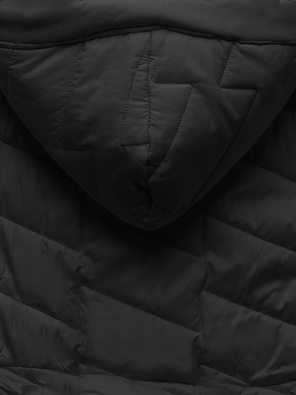 Czarna czadowa bluza kurtka z łączonych materiałów z kapturem