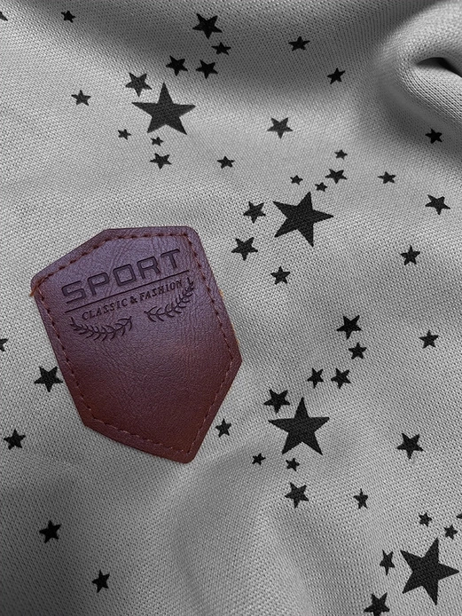 Szara w gwiazdki bluza damska z kapturem zapinana na suwak