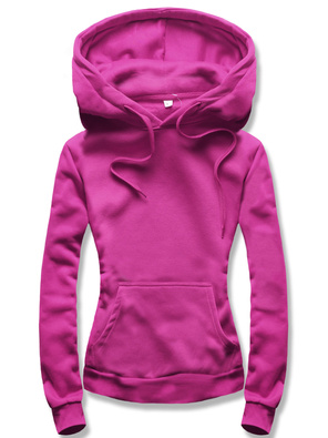 Fuksjowa damska bluza dresowa z kapturem kangurka