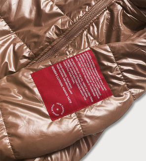 Karmelowa kurtka zapinana na suwak wykończenie modna kratka