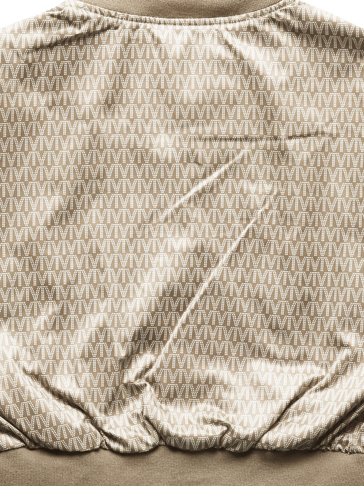 Beżowa krótka kurtka bomberka we wzorki