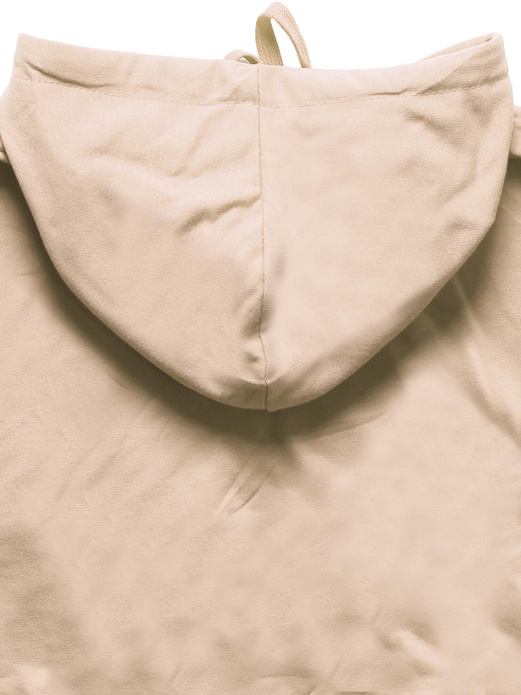 Kremowa bluza z kapturem basic kangurka gładka wygodna sportowa dresowa