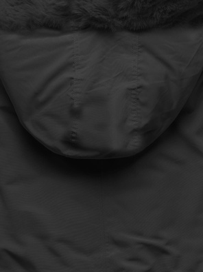 Czarna zimowa kurtka parka futerko