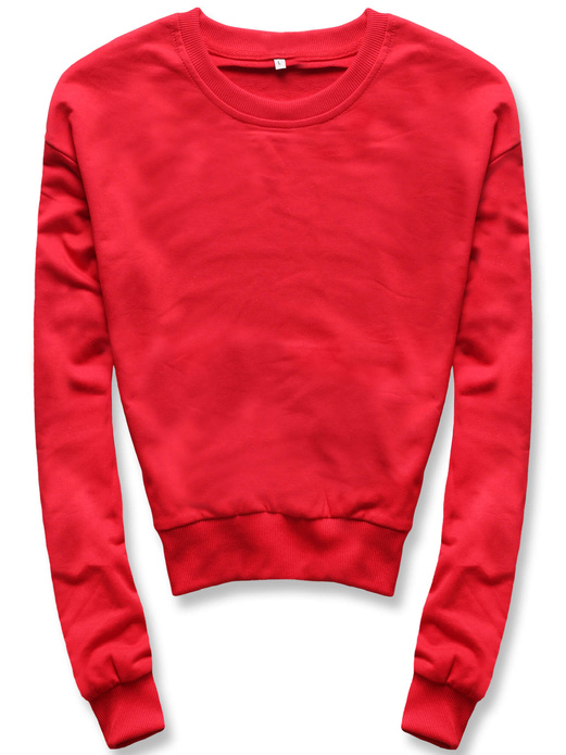 Czerwona wygodna gładka bluza dresowa basic