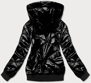 Czarna krótka damska kurtka przejściowa za kapturem