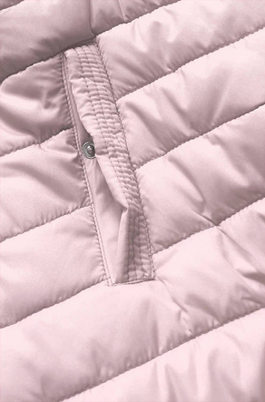 Granatowo-różowa dwustronna damska pikowana zimowa kurtka 