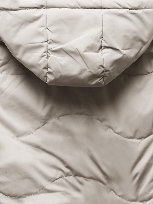 Beżowa damska przejściowa kurtka panterka z kapturem