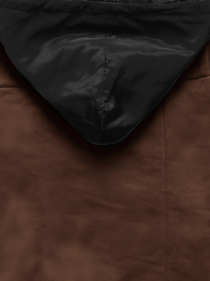 Brązowa świetna krótka bluza damska z kapturem zapinana na guziki