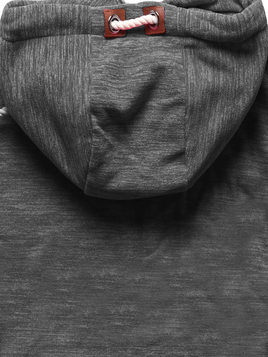 Grafitowa melanżowa bluza damska z kapturem zapinana na suwak