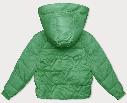 Zielona damska krótka kurtka z motywem w kratę